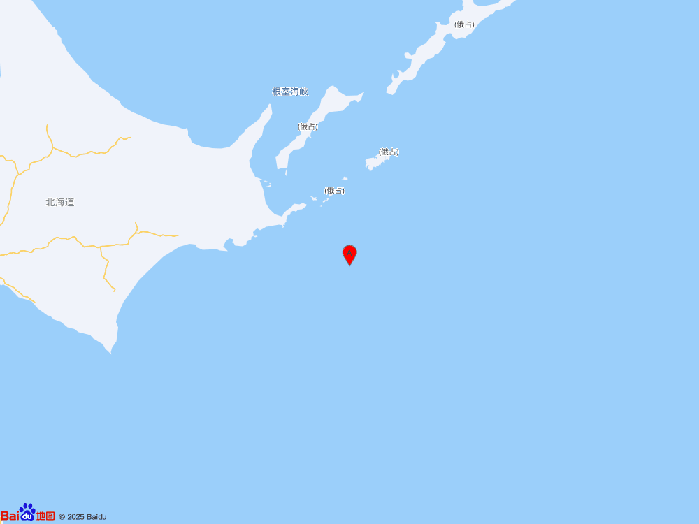 日本北海道沿岸远海（北纬42.82度，东经146.38度）发生6.2级地震